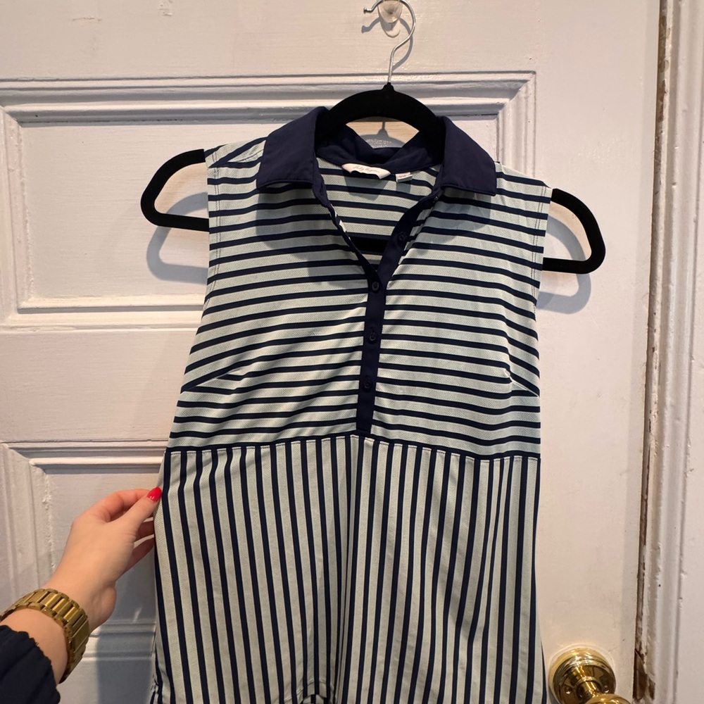 Lady Hagen Navy and White Striped Top